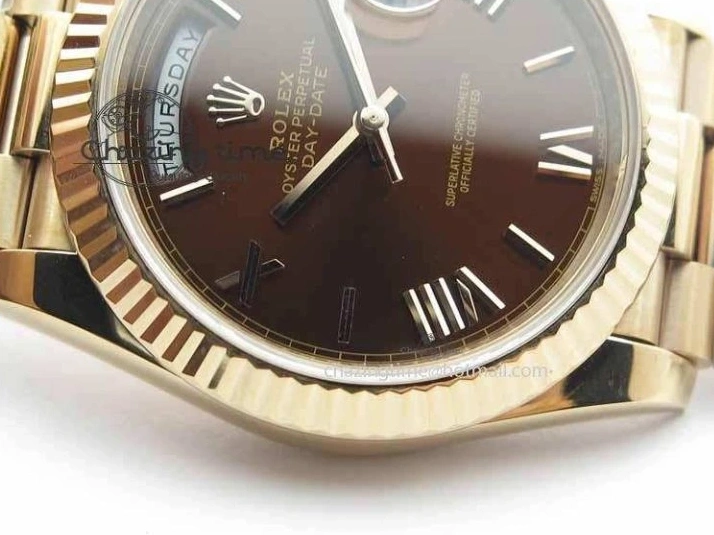 MiroTime 0318 Sophisticated Day-Date 40mm 228239 RG Noob 1:1 Best Edition Brown Roman Dial On RG President Bracelet A 3707